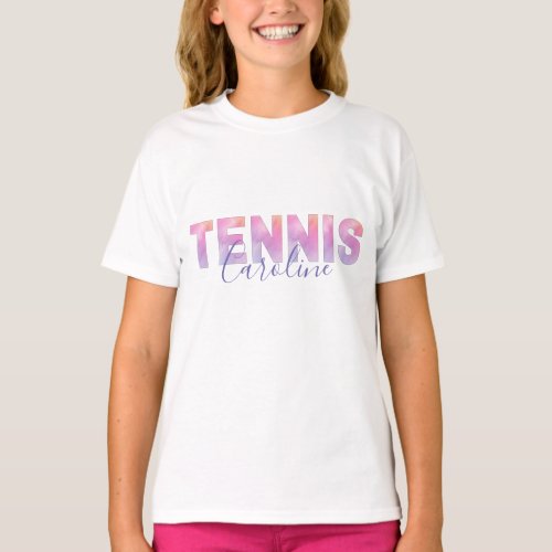 Personalized Tennis Player Girl Custom Name Cute  T_Shirt