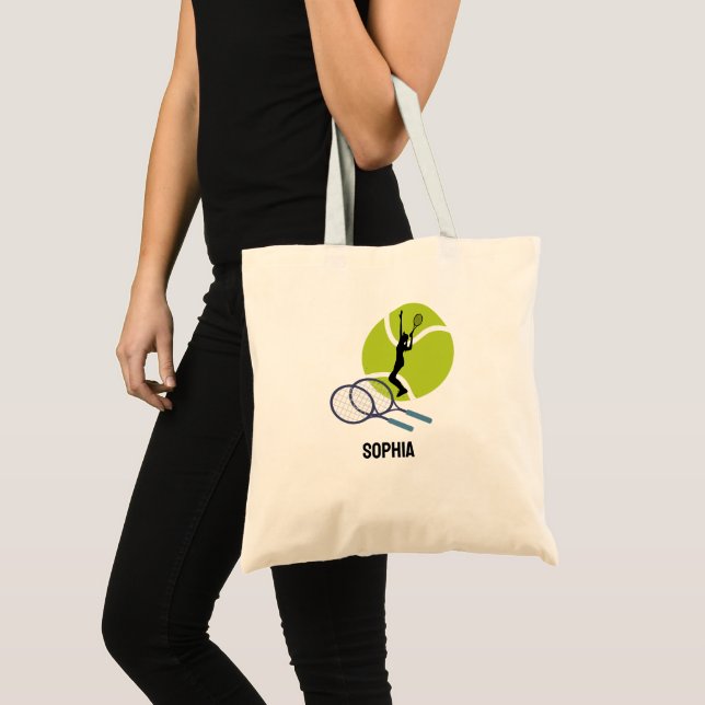 Personalized Tennis Player Girl, Tennis Birthday Tote Bag (Front (Product))
