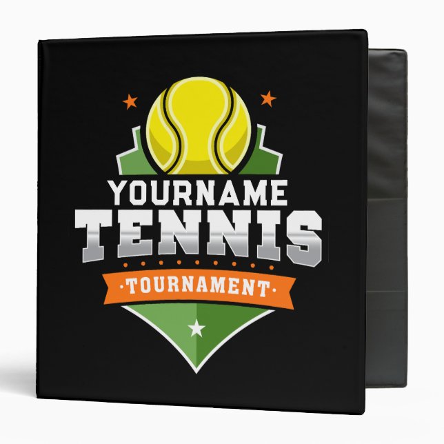Personalized Tennis Player NAME Varsity Tournament 3 Ring Binder (Front/Inside)