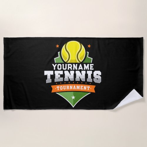 Personalized Tennis Player NAME Varsity Tournament Beach Towel