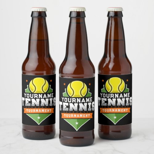 Personalized Tennis Player NAME Varsity Tournament Beer Bottle Label