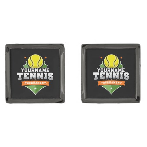 Personalized Tennis Player NAME Varsity Tournament Cufflinks