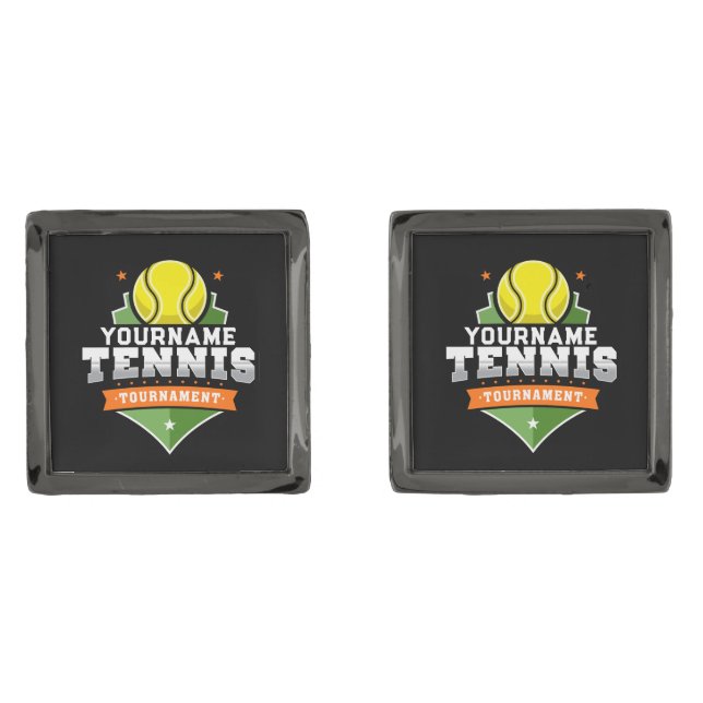 Personalized Tennis Player NAME Varsity Tournament Cufflinks (Front)