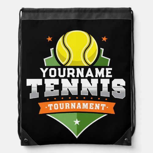 Personalized Tennis Player NAME Varsity Tournament Drawstring Bag