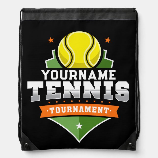 Personalized Tennis Player NAME Varsity Tournament Drawstring Bag (Front)