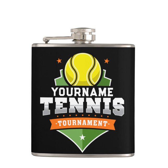 Personalized Tennis Player NAME Varsity Tournament Flask (Front)