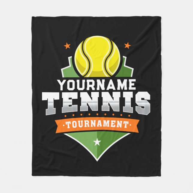 Personalized Tennis Player NAME Varsity Tournament Fleece Blanket (Front)