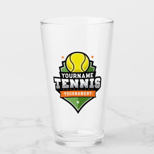 Personalized Tennis Player NAME Varsity Tournament Glass