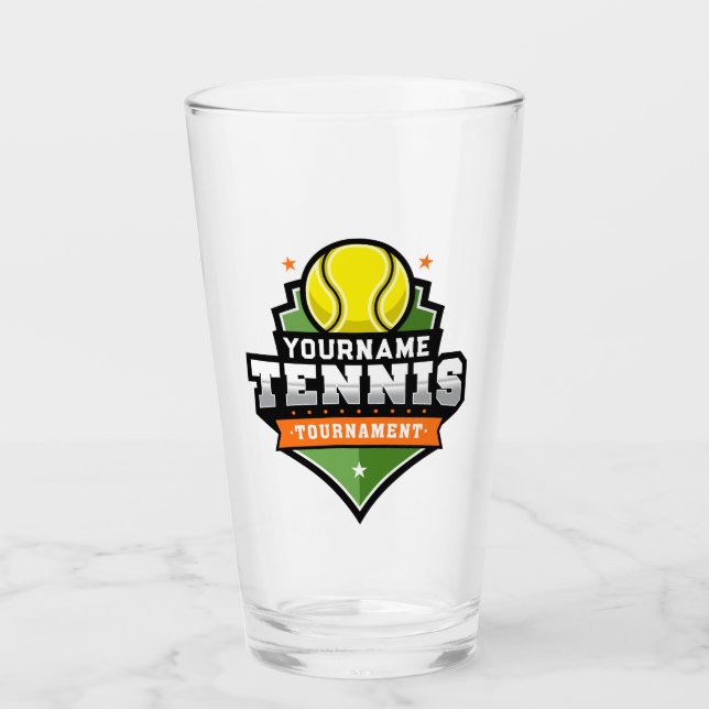 Personalized Tennis Player NAME Varsity Tournament Glass (Front)