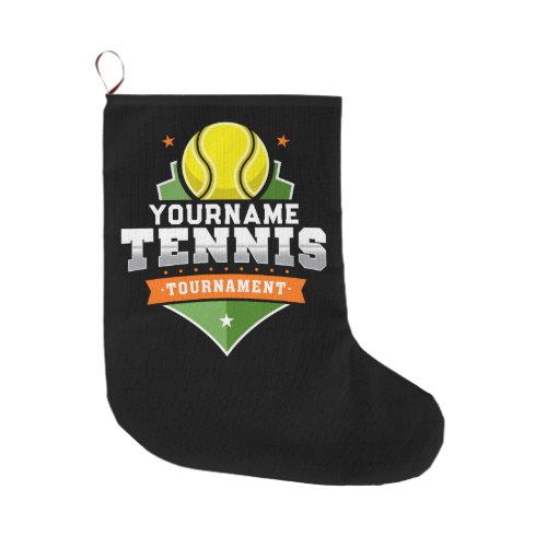 Personalized Tennis Player NAME Varsity Tournament Large Christmas Stocking