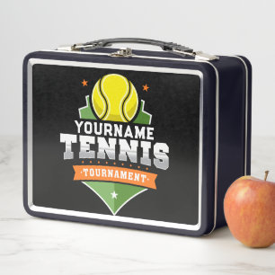 Personalized Tennis Player NAME Varsity Tournament Metal Lunch Box