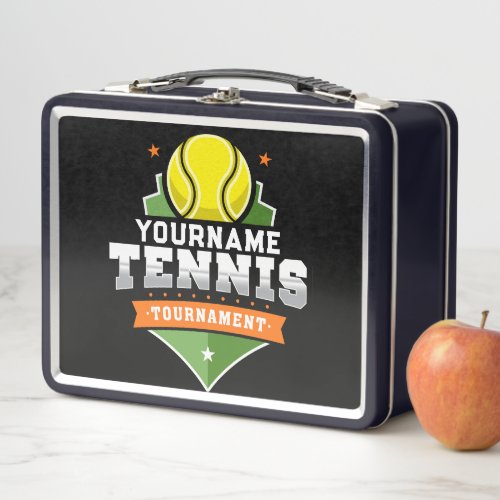 Personalized Tennis Player NAME Varsity Tournament Metal Lunch Box