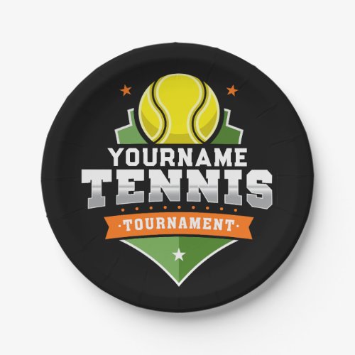 Personalized Tennis Player NAME Varsity Tournament Paper Plates