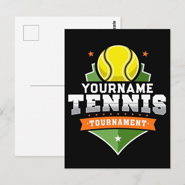 Personalized Tennis Player NAME Varsity Tournament Postcard (Front/Back)