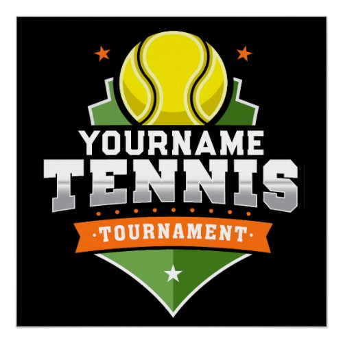 Personalized Tennis Player NAME Varsity Tournament Poster