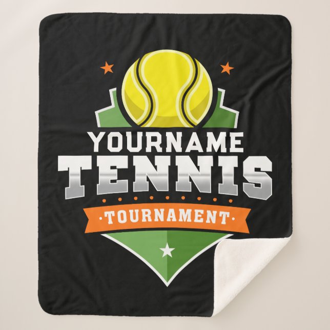 Personalized Tennis Player NAME Varsity Tournament Sherpa Blanket (Front)