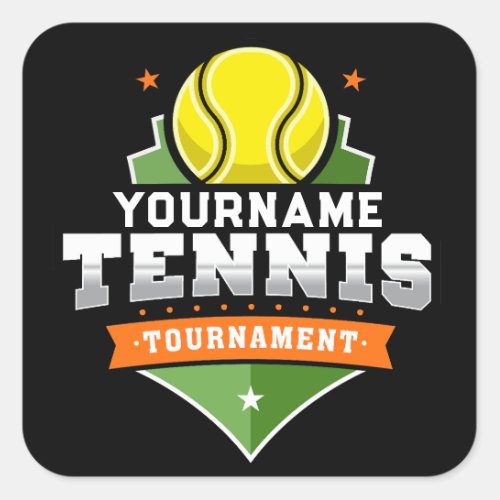 Personalized Tennis Player NAME Varsity Tournament Square Sticker