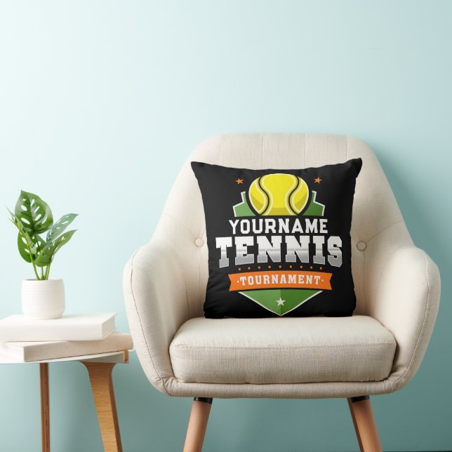 Personalized Tennis Player NAME Varsity Tournament Throw Pillow (Chair)