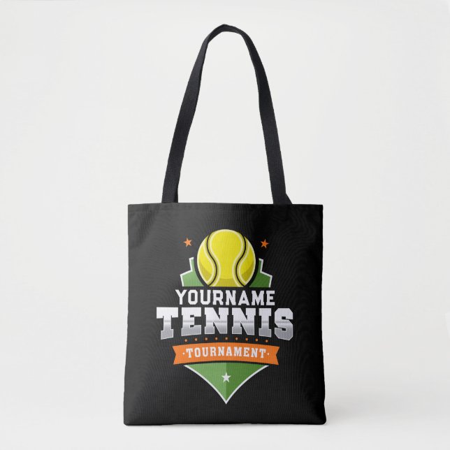 Personalized Tennis Player NAME Varsity Tournament Tote Bag (Front)