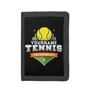 Personalized Tennis Player NAME Varsity Tournament Tri-fold Wallet