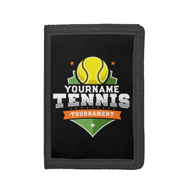 Personalized Tennis Player NAME Varsity Tournament Trifold Wallet (Front Vertical)
