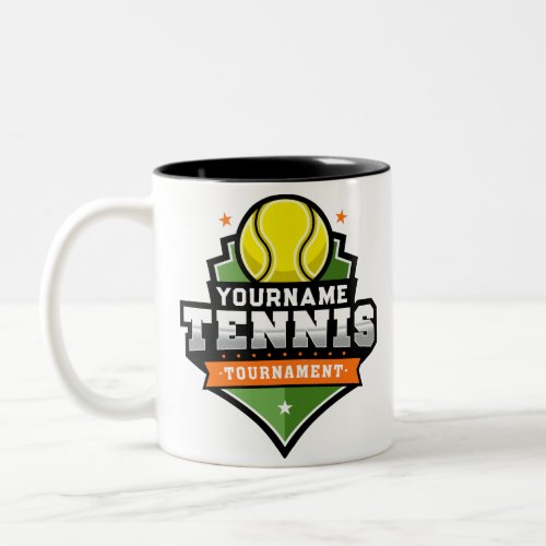 Personalized Tennis Player NAME Varsity Tournament Two_Tone Coffee Mug