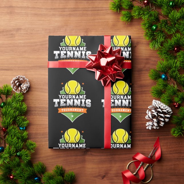 Personalized Tennis Player NAME Varsity Tournament Wrapping Paper (Holiday Gift)