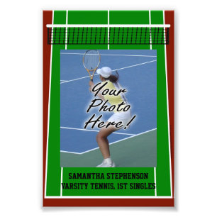 Personalized Tennis Player Photo Border Template Print