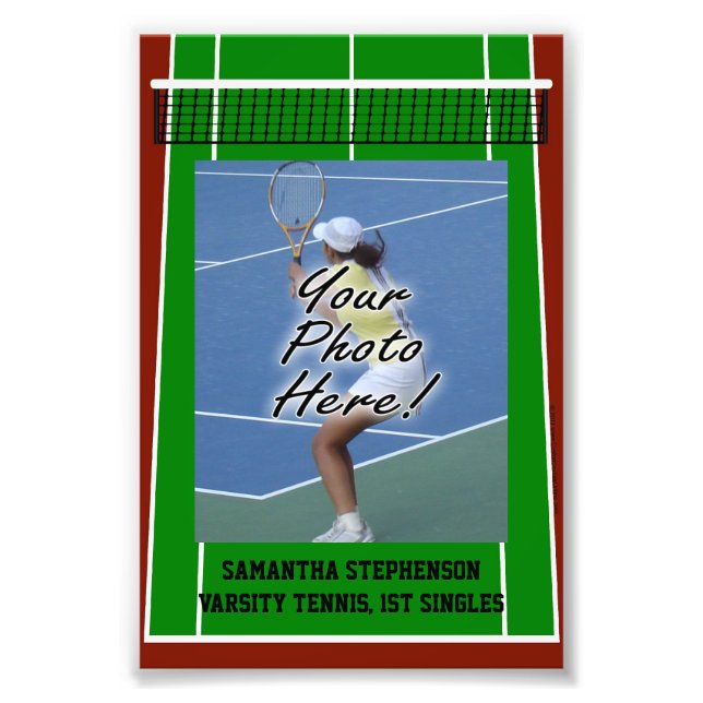 Personalized Tennis Player Photo Border Template Print (Front)