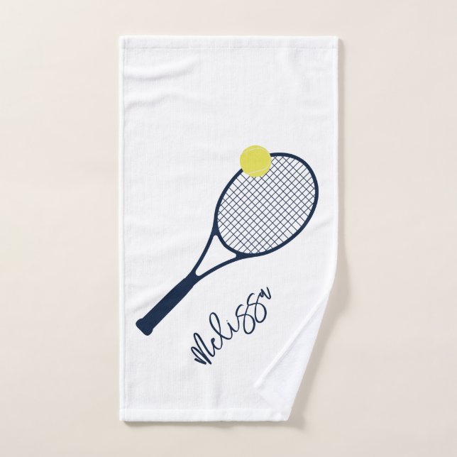 Personalized Tennis Player Racket and Ball Motif Hand Towel (Hand Towel)