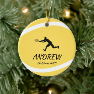 Personalized Tennis Player Sports Fan Athlete Xmas Ceramic Ornament