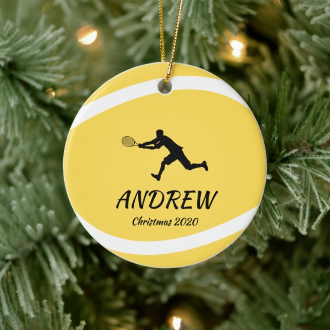 Personalized Tennis Player Sports Fan Athlete Xmas Ceramic Ornament (Tree)