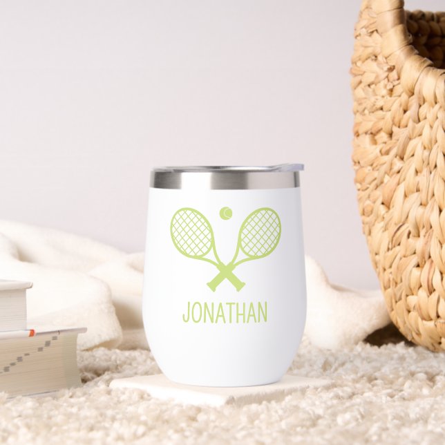 Personalized Tennis Player Tennis Captain Coach Thermal Wine Tumbler (Living Room)