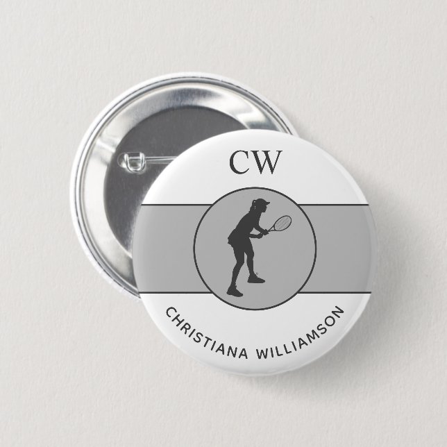 Personalized Tennis Player Tennis Girl Custom Gift Button (Front & Back)