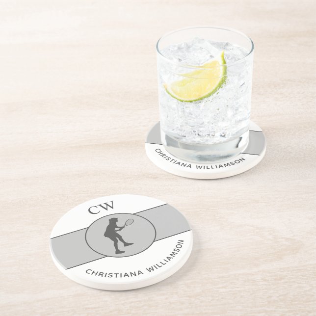 Personalized Tennis Player Tennis Girl Custom Gift Coaster (Side)
