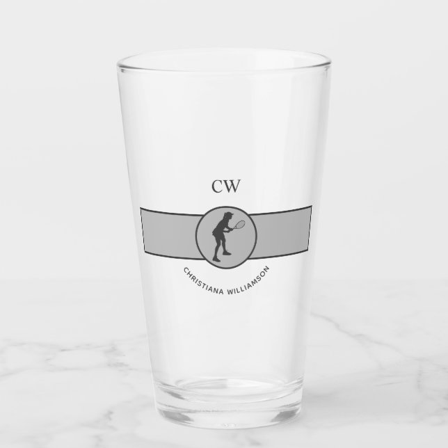 Personalized Tennis Player Tennis Girl Custom Gift Glass (Front)