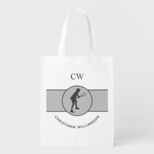 Personalized Tennis Player Tennis Girl Custom Gift Grocery Bag