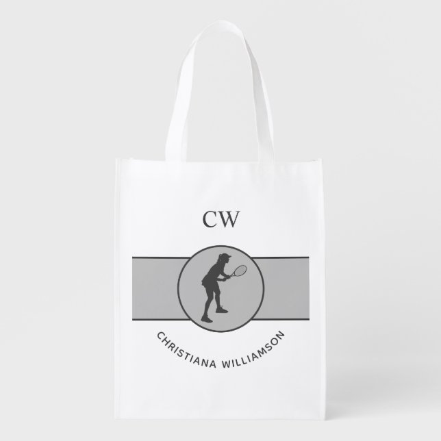 Personalized Tennis Player Tennis Girl Custom Gift Grocery Bag (Front)