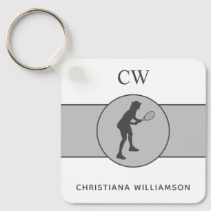 Personalized Tennis Player Tennis Girl Custom Gift Keychain