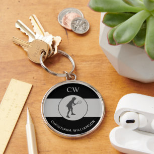 Personalized Tennis Player Tennis Girl Custom Gift Keychain