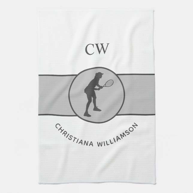Personalized Tennis Player Tennis Girl Custom Gift Kitchen Towel (Vertical)