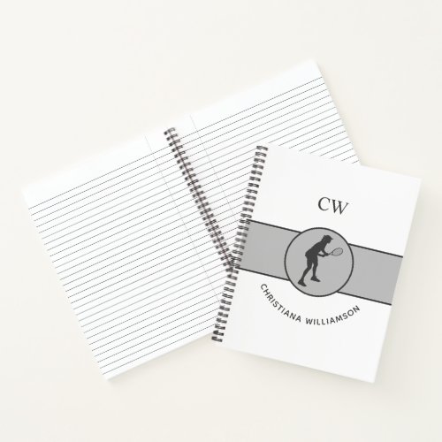 Personalized Tennis Player Tennis Girl Custom Gift Notebook
