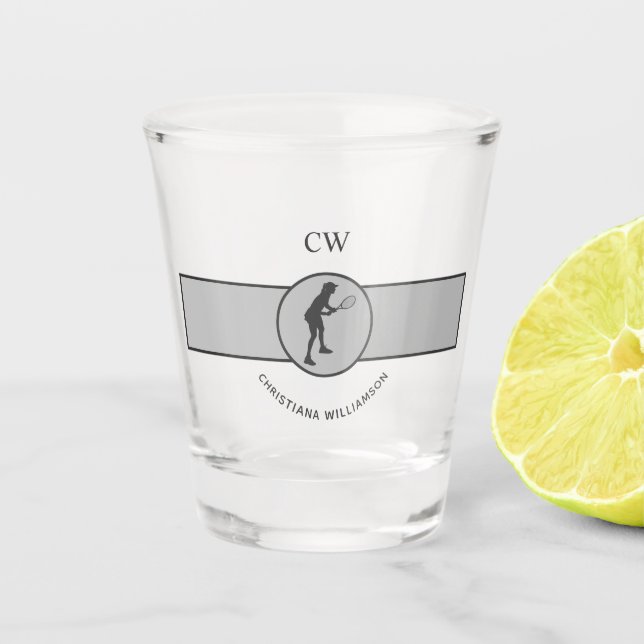 Personalized Tennis Player Tennis Girl Custom Gift Shot Glass (Front)