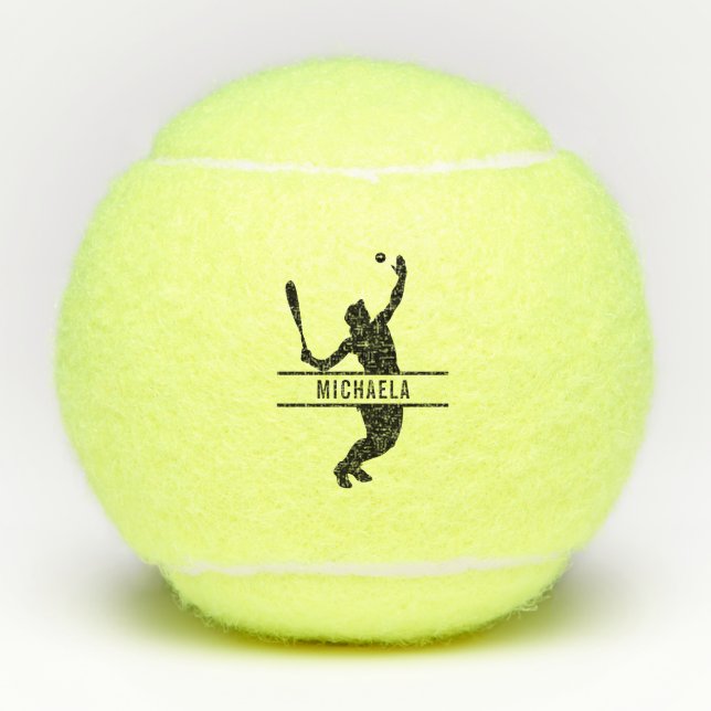 Personalized Tennis Player Themed Custom Name Tennis Balls (Front)