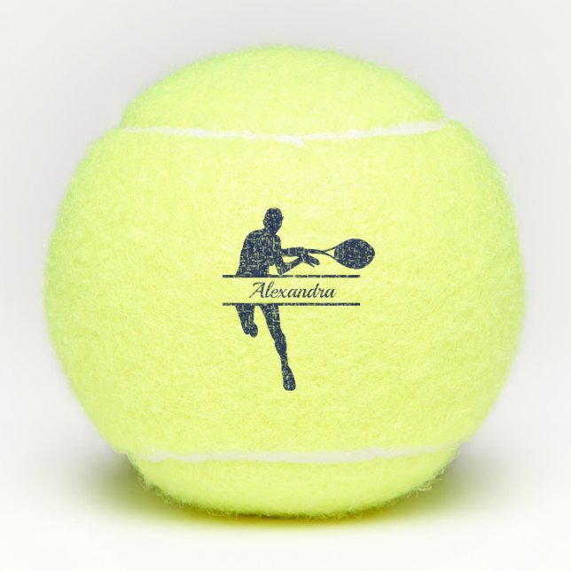 Personalized Tennis Player Themed Custom Name Tennis Balls (Front)