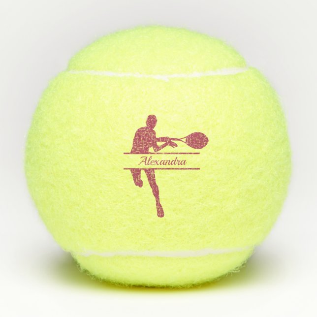 Personalized Tennis Player Themed Custom Pink Name Balls (Front)