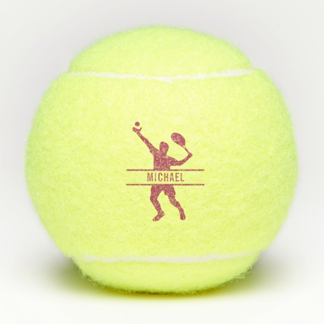 Personalized Tennis Player Themed Custom Pink Name Tennis Balls (Front)