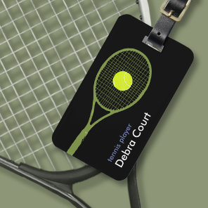 Personalized tennis-player travel luggage tag