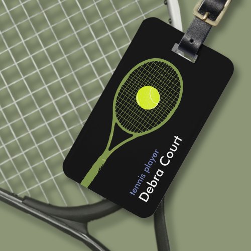 Personalized tennis_player travel luggage tag