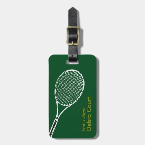 personalized tennis player travel luggage tag